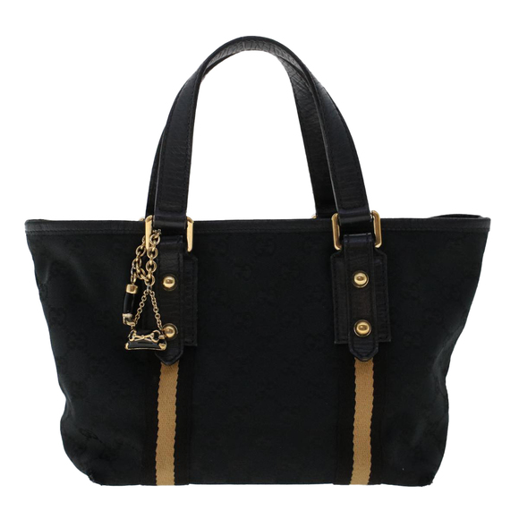 GUCCI GG Canvas Sherry Line Hand Bag Black White 139261 Auth 50162 - Picture 13 of 16